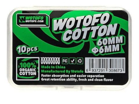 WOTOFO - Organic agleted cotton 6mm - subohmnia vape shop electronic cigarettes